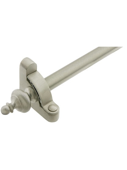 28 1/2 inch Heritage Urn Tip Stair Rod - 1/2 inch Diameter Brass With Standard Brackets in Satin Nickel.